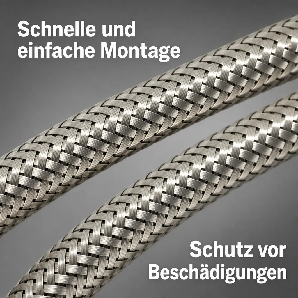 Panzerschlauch 1/2 Zoll, Edelstahl, Flexschlauch, DVGW