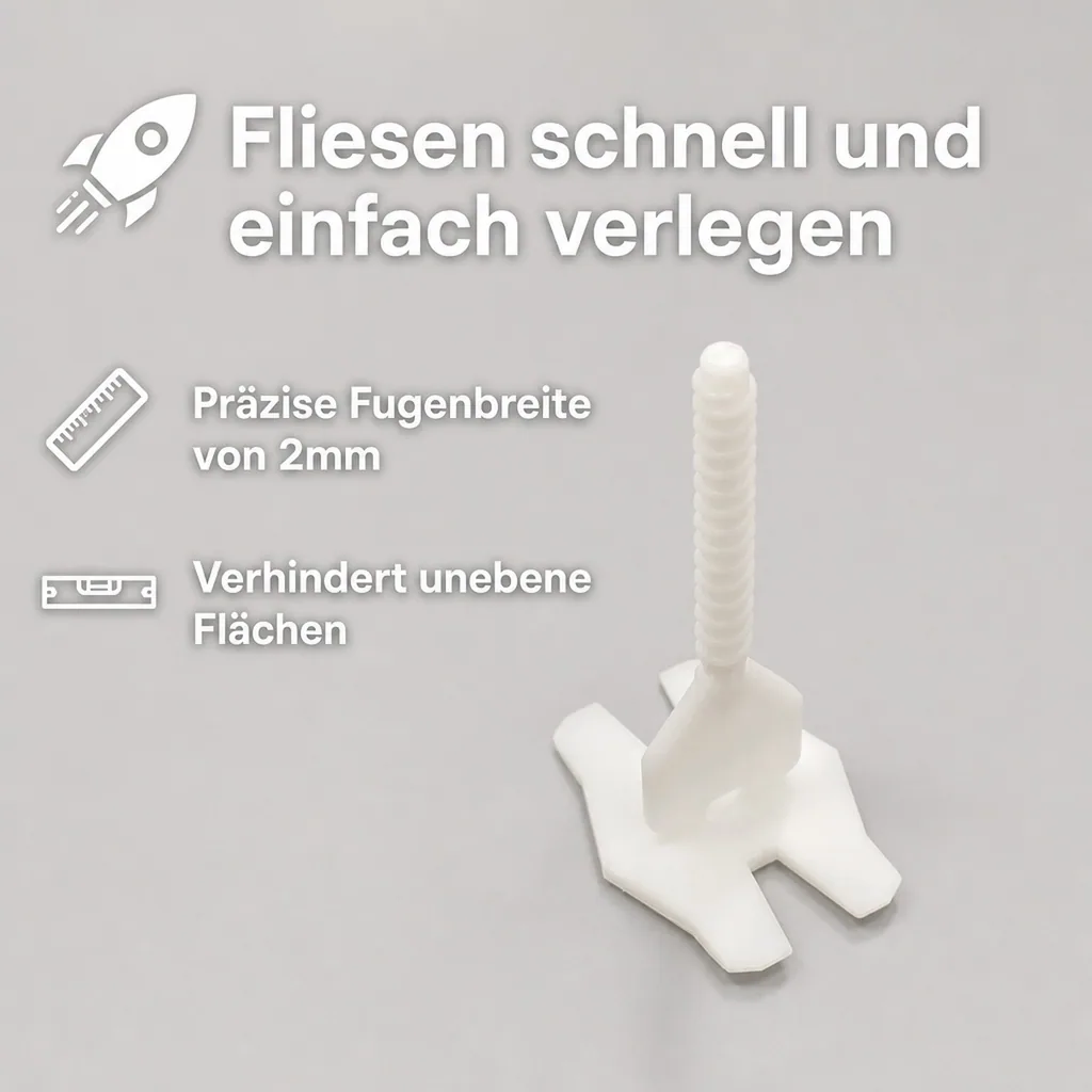Fliesen Nivelliersystem 2mm, 100 Gewindelaschen, Fliesen Nivellierung