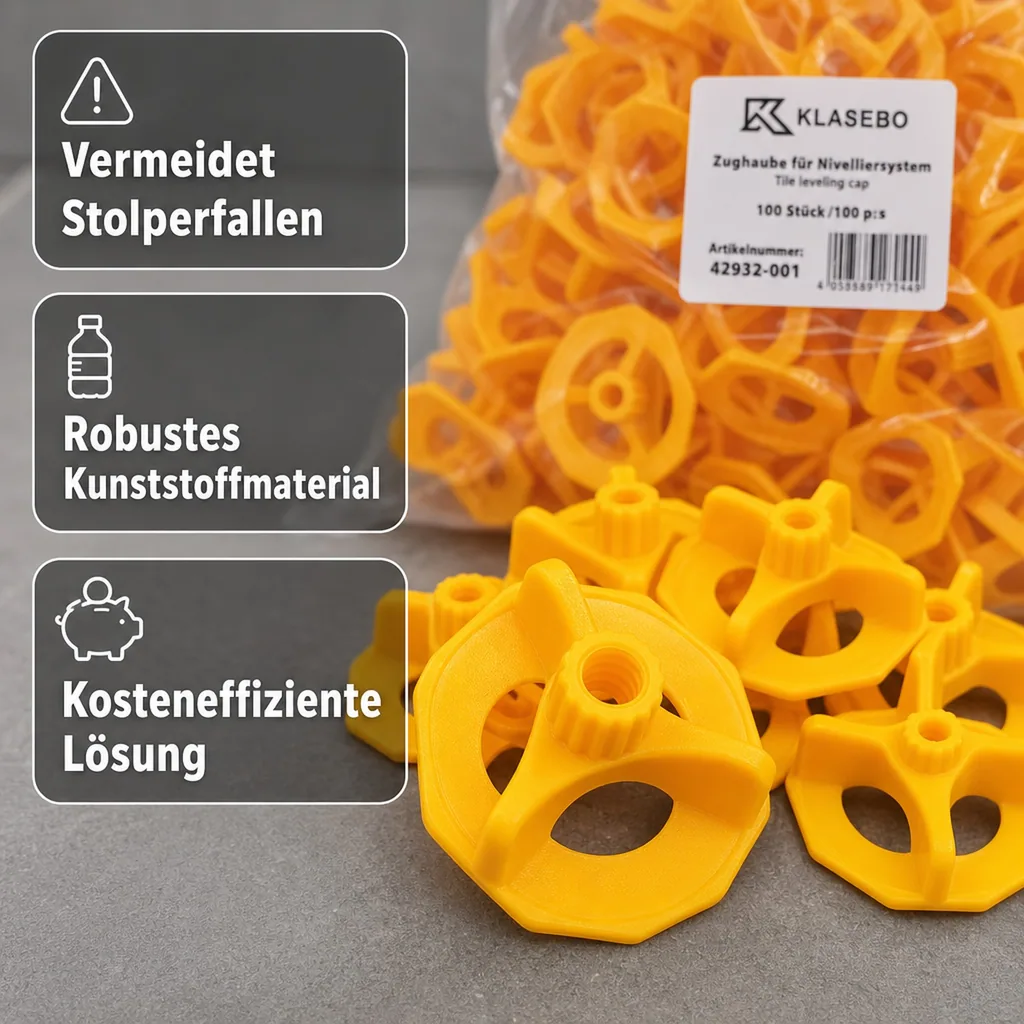 Fliesen Nivelliersystem, 100 Zughauben, wiederverwendbar, Fliesenverlegehilfe
