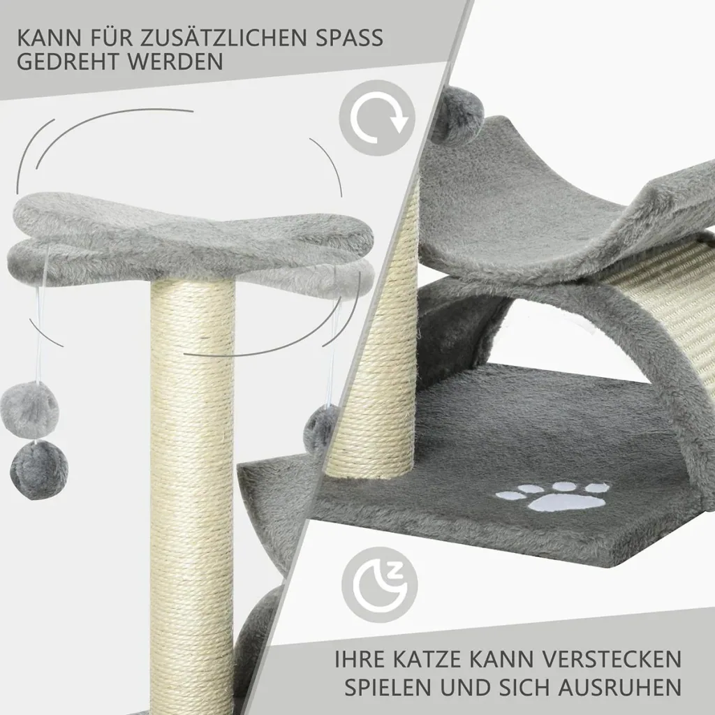 Katzenkratzbaum mit Ball braun
