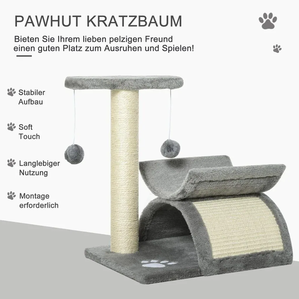 Katzenkratzbaum mit Ball braun