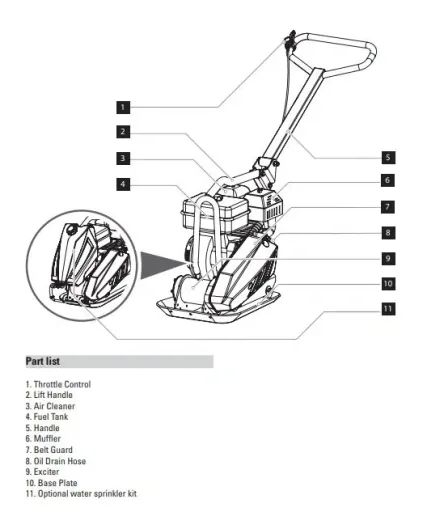 Vibrationsplatte für Benzin - 11000 N