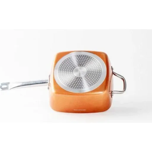 Mehrzweckpfanne - Fritteuse / Fritteusenkorb - Antihaftbeschichtung - Marmorbeschichtung - Orange