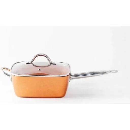 Mehrzweckpfanne - Fritteuse / Fritteusenkorb - Antihaftbeschichtung - Marmorbeschichtung - Orange