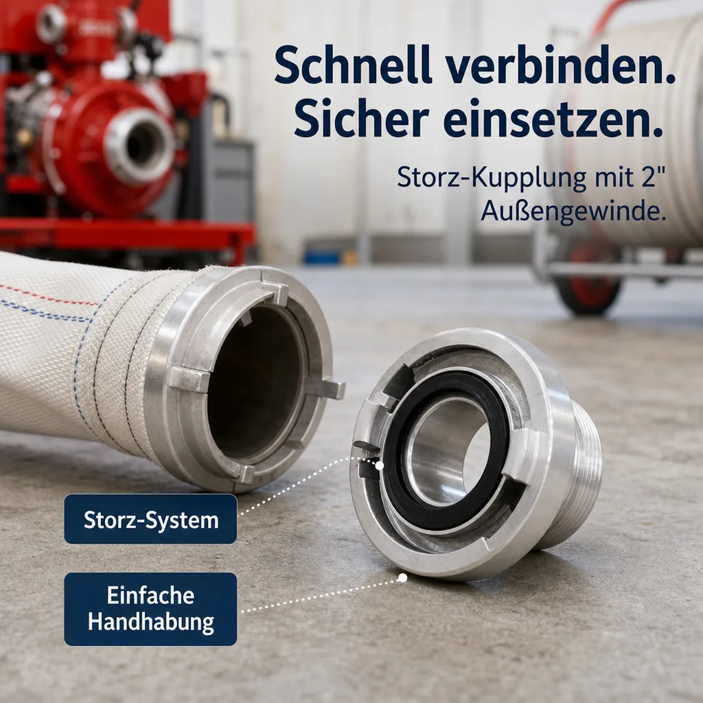 Storz Kupplung, C Kupplung, 2" AG, Feuerwehrkupplung, System Kupplung