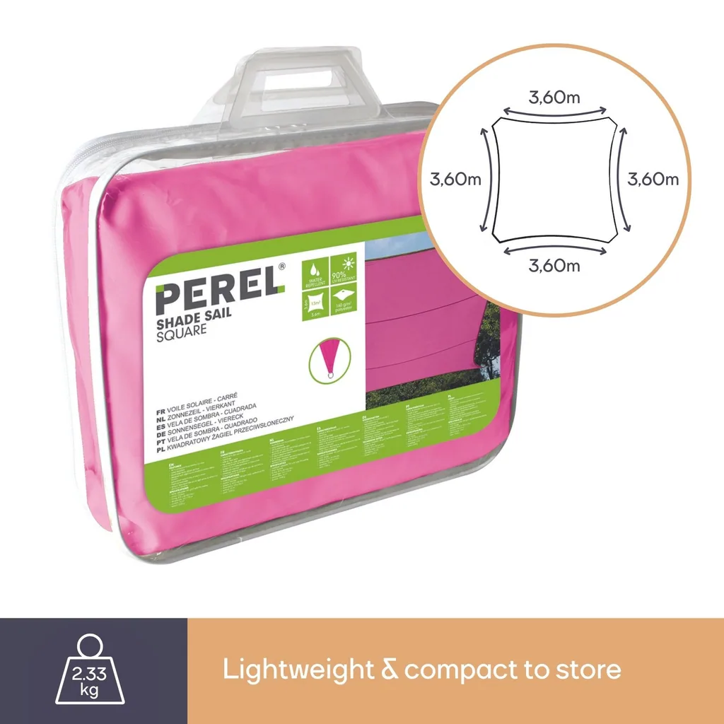 sonnensegel - quadratisch - 3.6 x 3.6 m - fuchsia