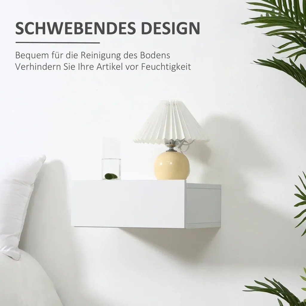 2 tlg. Wandnachttische Nachttisch Wandschrank mit Schublade Spanplatte Weiß 40 x 30 x 15 cm