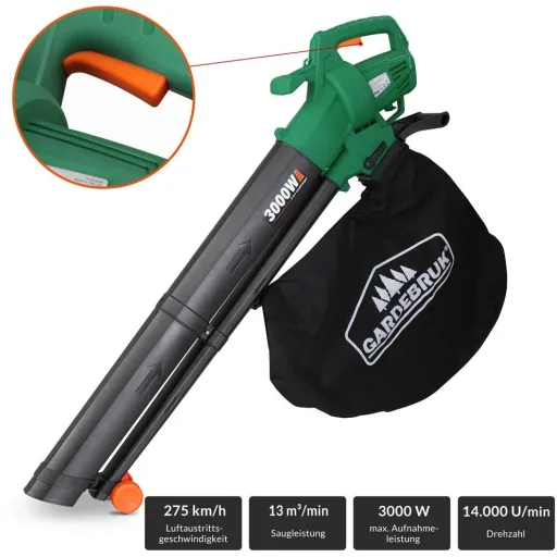 Elektrischer Laubbläser 3in1 - blasen, saugen und häckseln