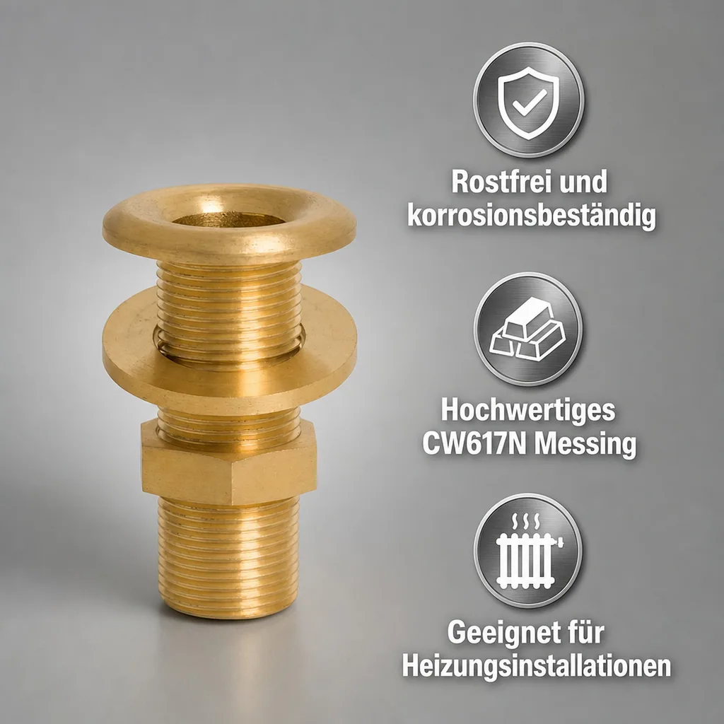 Messing Fitting, Gewindefitting, 1 1/4 Zoll AG, Rohrverschraubung