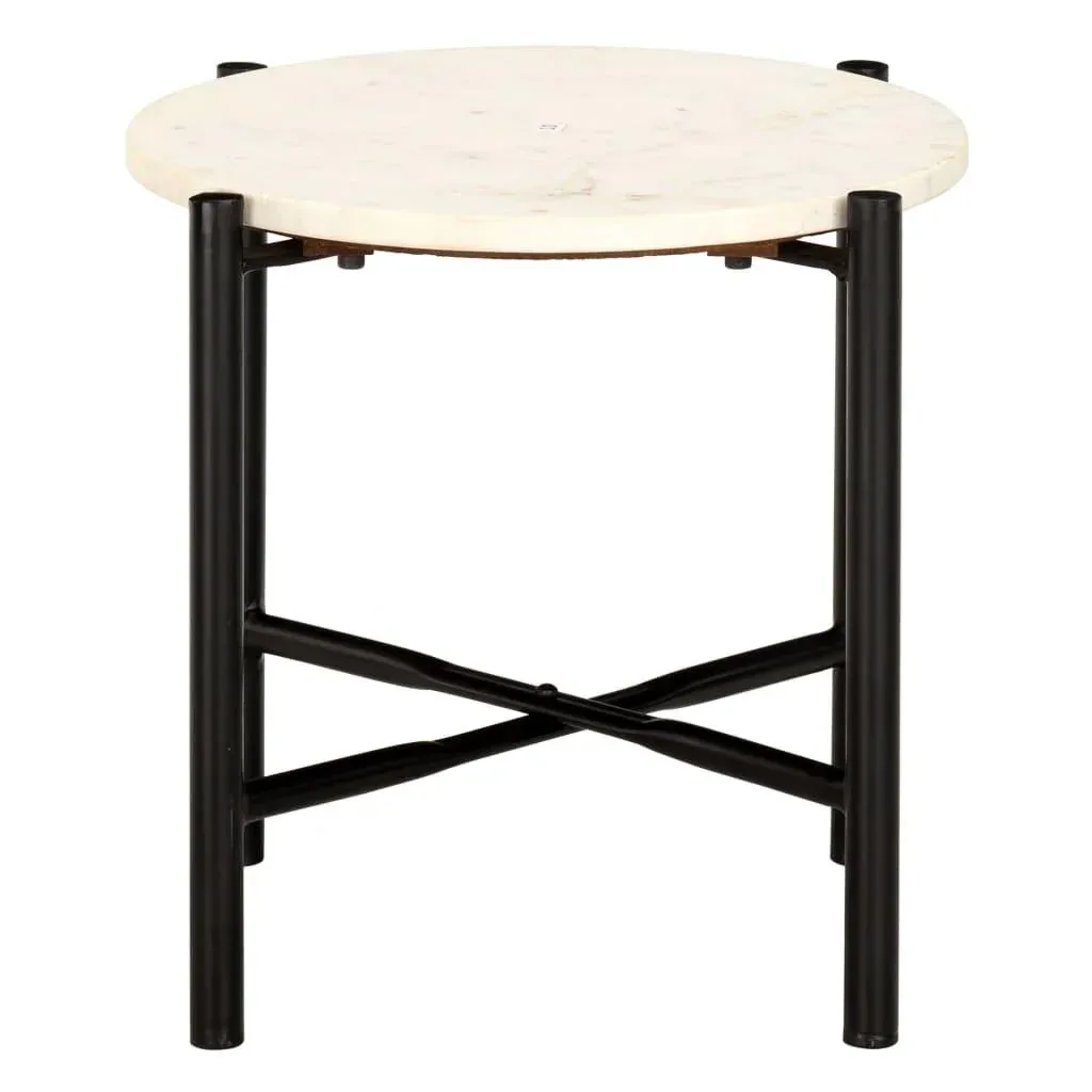 Couchtisch 40x40x40 cm Echtstein mit Marmorstruktur weiß