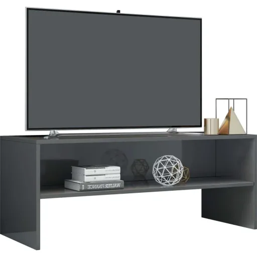 TV-Schrank 100x40x40 cm Spanplatte Hochglanz grau