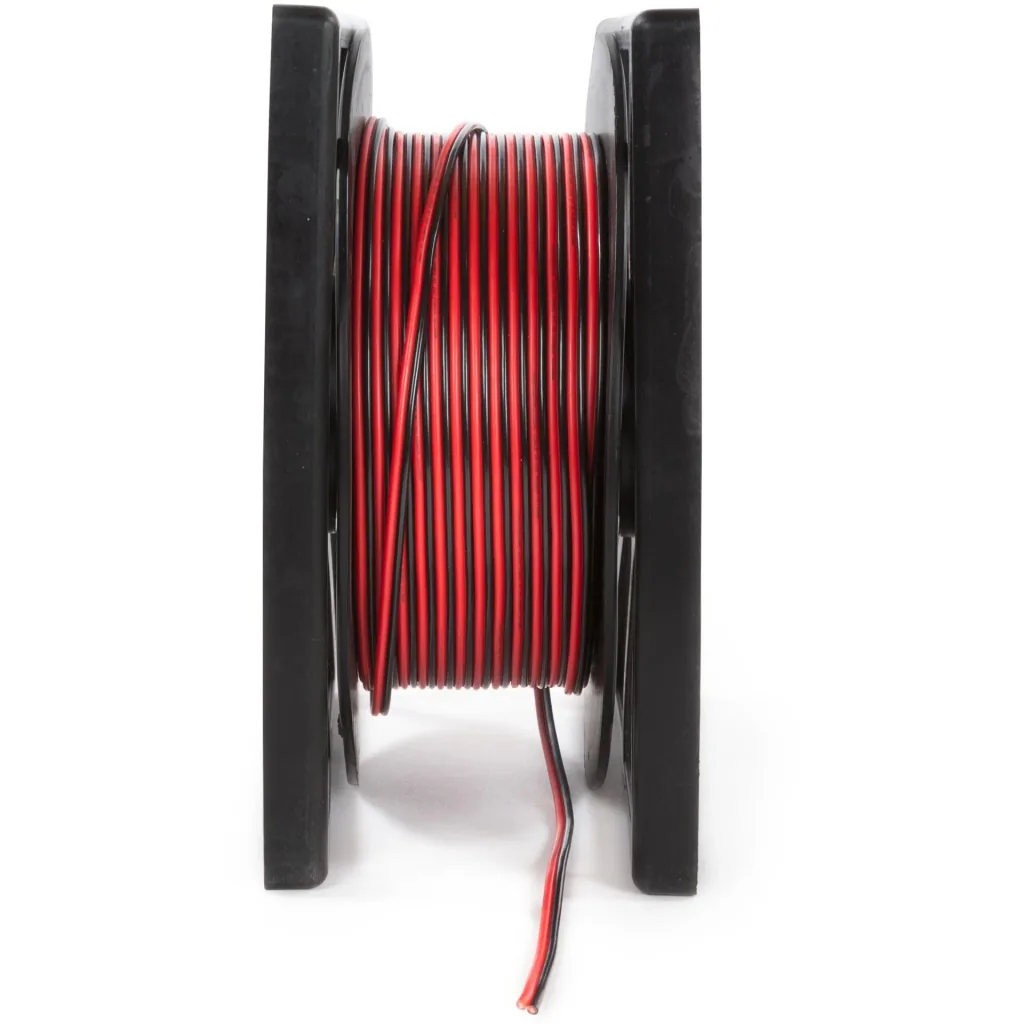 Lautsprecherkabel 2x1,50mm², 100 Meter, rot/schwarz, Spule, reiner OFC-Kupferdraht, Audioinstallation, professionelle Beschallung, Studio, Live, Zuhause