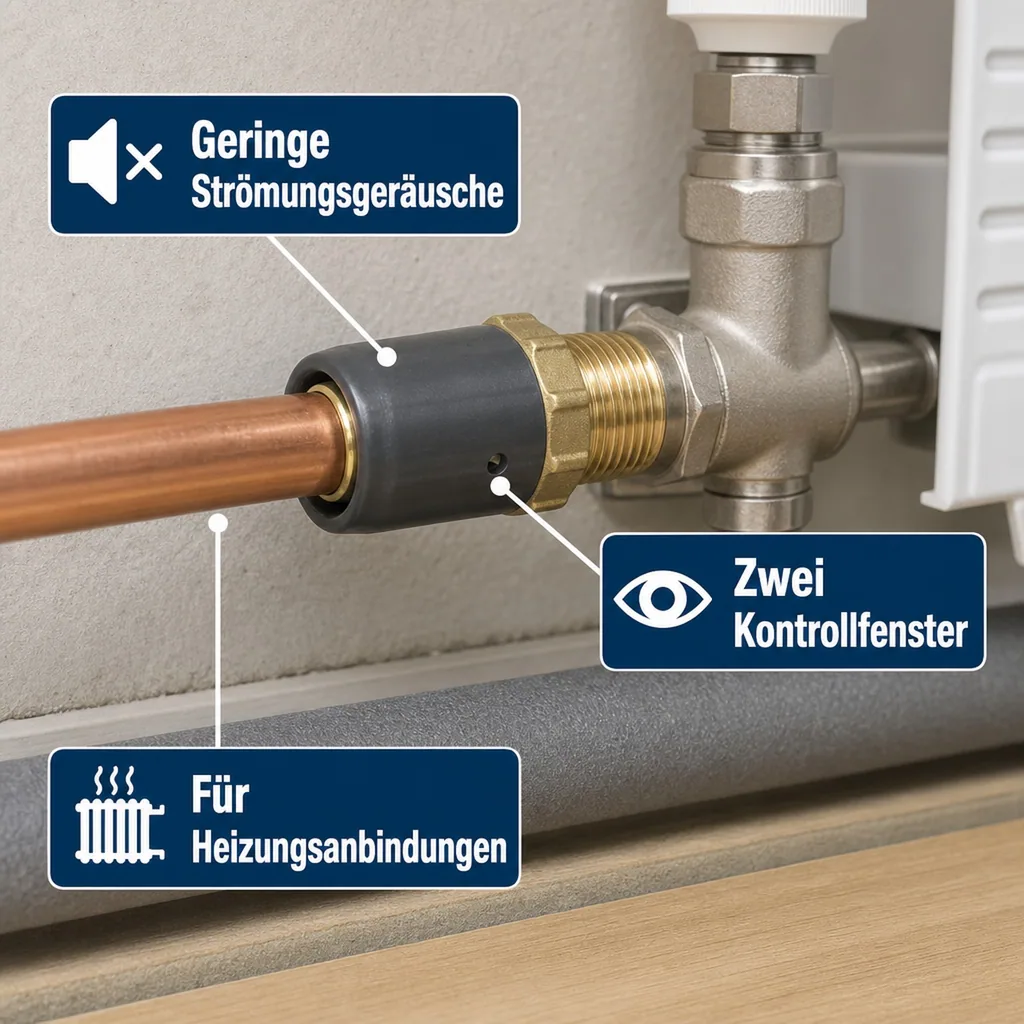 Steckfitting, Rohrverbinder 16mm, DVGW Fitting