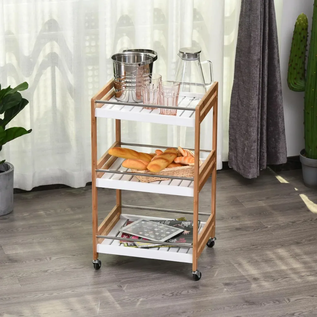 Servierwagen auf Rädern, weiß