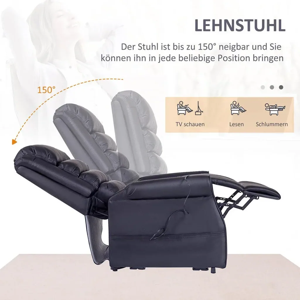 Massagesessel Aufstehsessel für Senior Elektrischer Relaxsessel Fernsehsessel mit Wärmefunktion Liegefunktion Aufstehhil