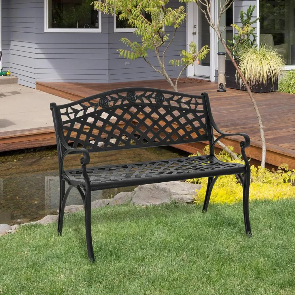 Gartenbank aus Aluminium schwarz