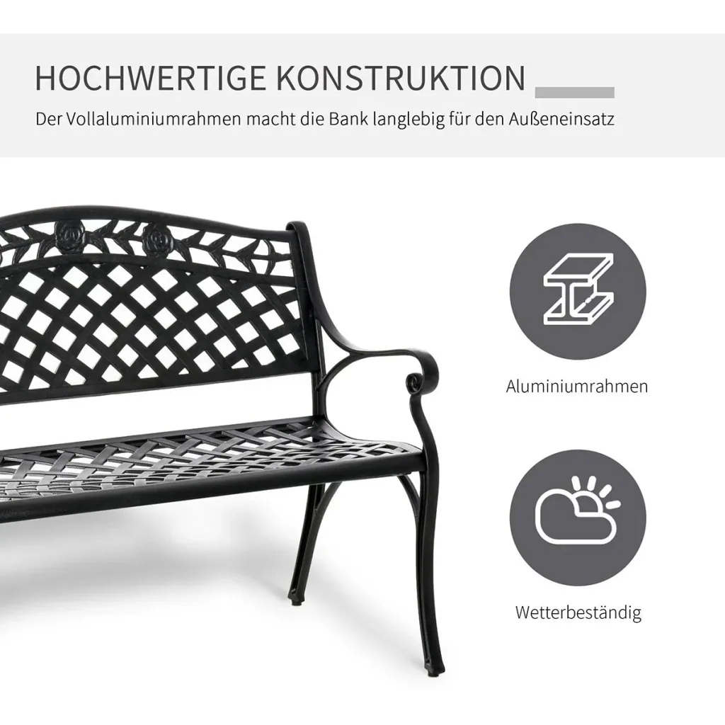 Gartenbank aus Aluminium schwarz