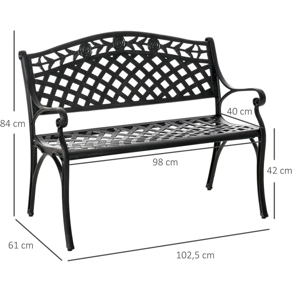 Gartenbank aus Aluminium schwarz