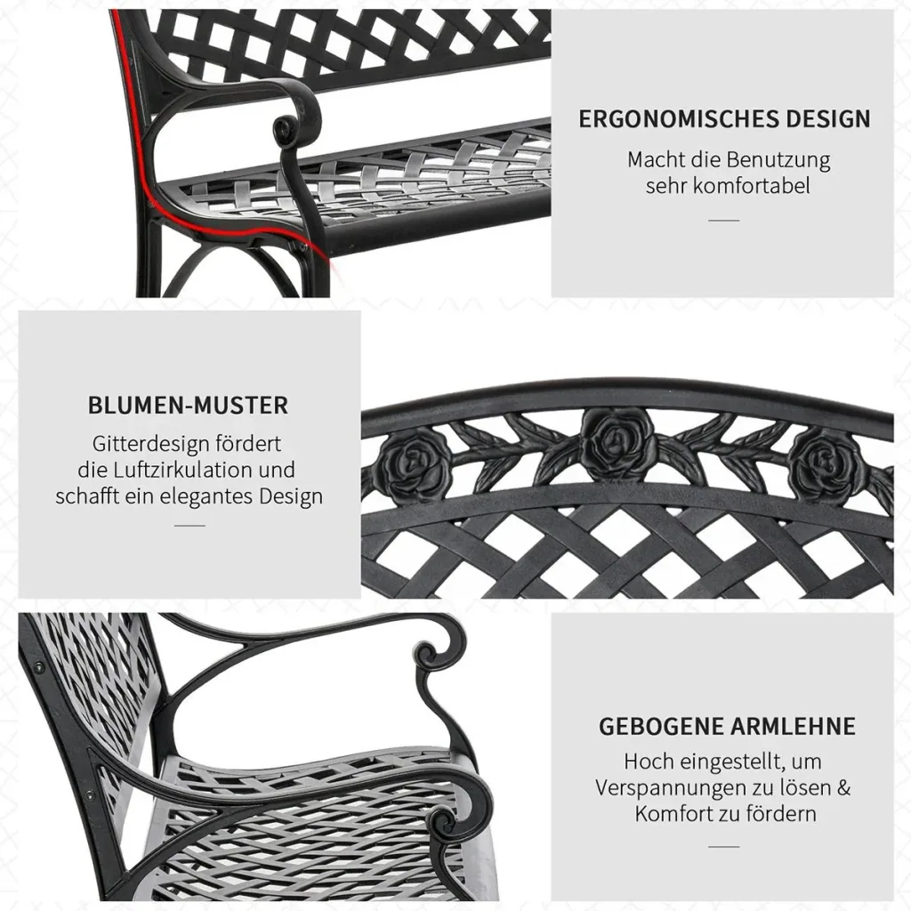 Gartenbank aus Aluminium schwarz