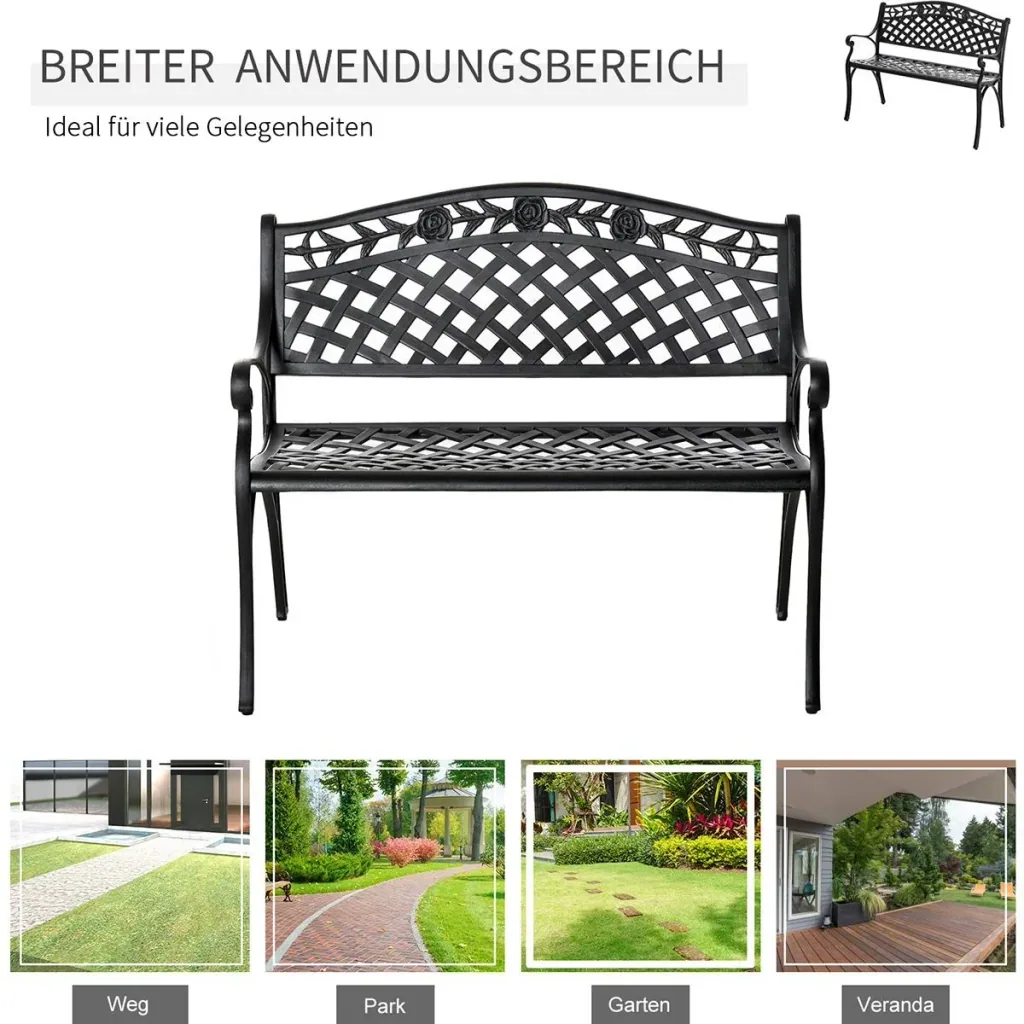 Gartenbank aus Aluminium schwarz