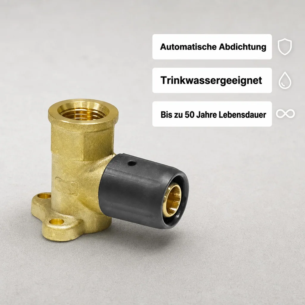Steckfitting 16mm, Wandwinkel, Installation ohne Pressen
