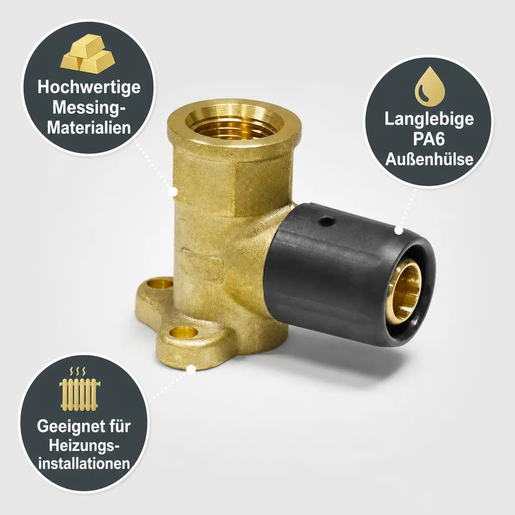 Steckfitting 16mm, Wandwinkel, Installation ohne Pressen