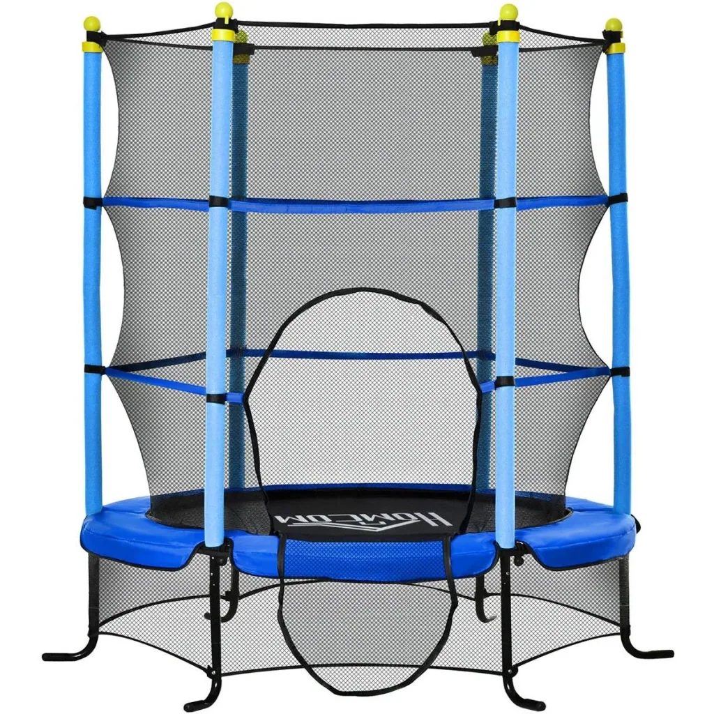 Trampolin Ø163 cm für Kinder mit Sicherheitsnetz und Sicherheitspads für den Innen- und Außenbereich Stahlblau bis zu 45