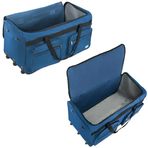 XXL Reisetasche Dunkelblau mit Trolleyfunktion 3 Rollen 160 LITER 85x43x44cm