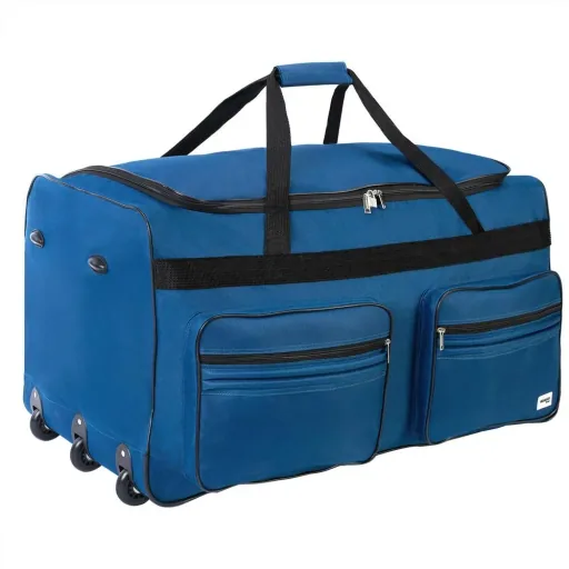 XXL Reisetasche Dunkelblau mit Trolleyfunktion 3 Rollen 160 LITER 85x43x44cm