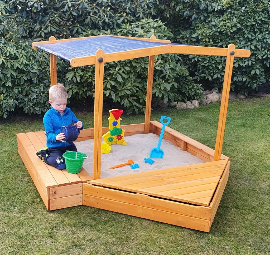 Sandkasten "MULTI" + Bug-/Sitzbox + Sonnendach