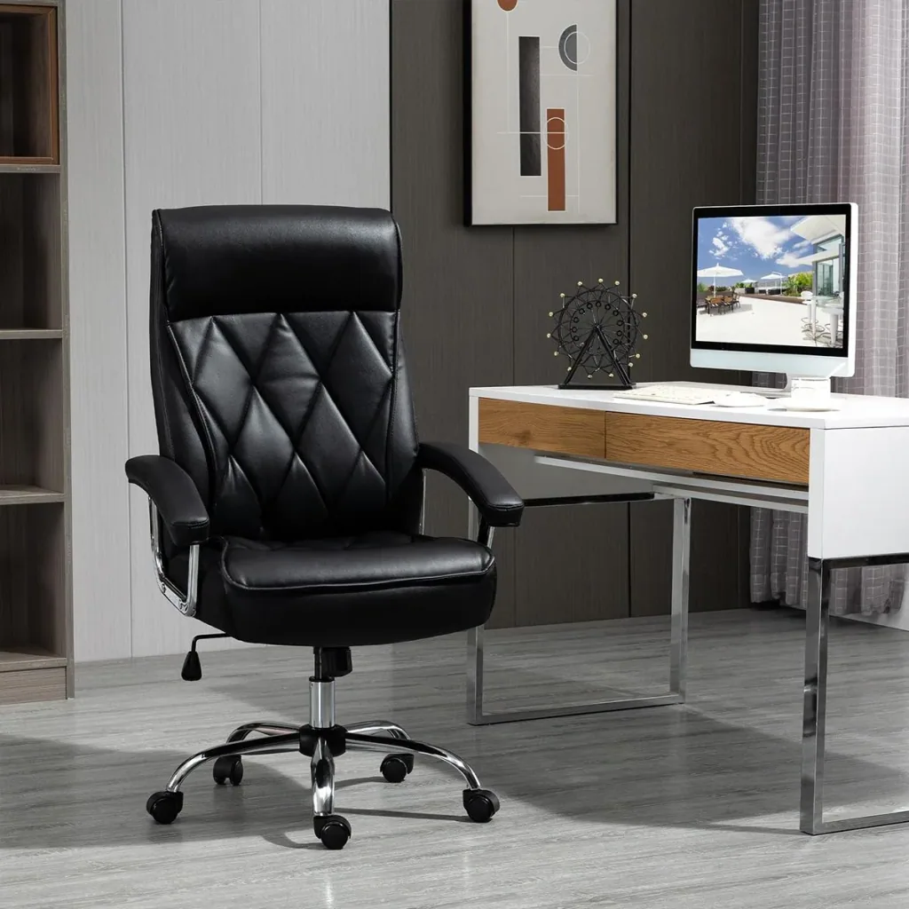 Chefsessel Bürostuhl Schreibtischstuhl Drehstuhl ergonomisch mit Wippenfunktion höhenverstellbar Rautenmuster modern ele