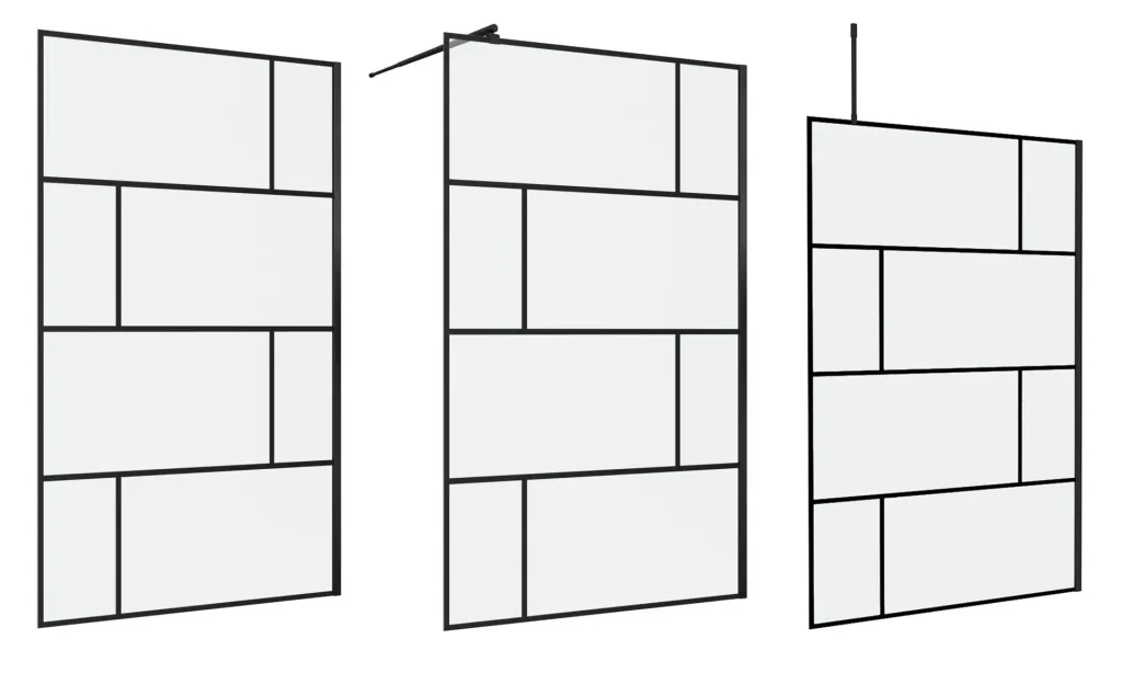 Duschwand in mordernem Design 120 x 195 cm - Glasdusche mit matt schwarzen Wandprofil - inklusive Deckenhalterung