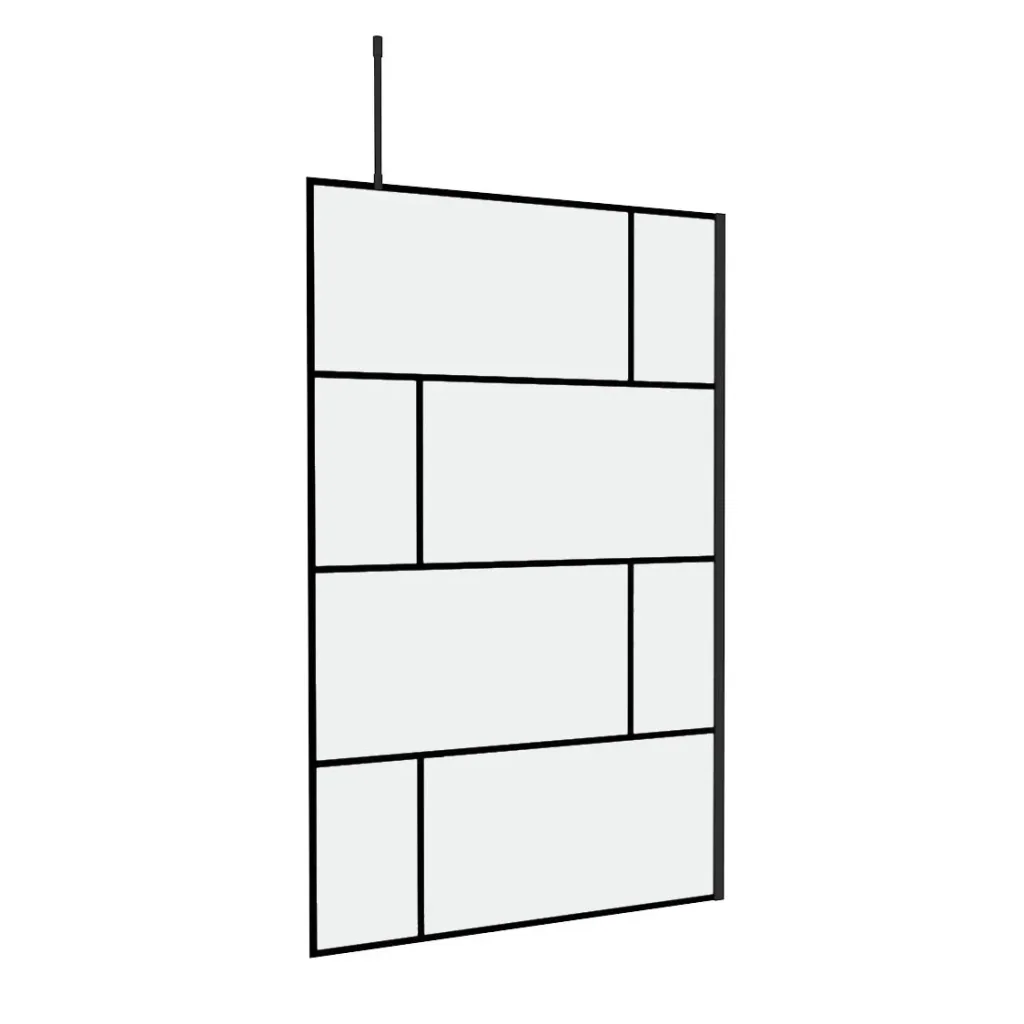 Duschwand in mordernem Design 120 x 195 cm - Glasdusche mit matt schwarzen Wandprofil - inklusive Deckenhalterung
