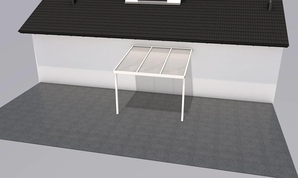 Terrassendach Premium, weiß, 3094 x 3060 mm - Polycarbonat Stegplatten 16 mm, weiß gestreift