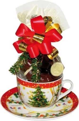 Weihnachtsgedecke im Set, je 3tlg., gefüllt mit je 100 g Pralinen