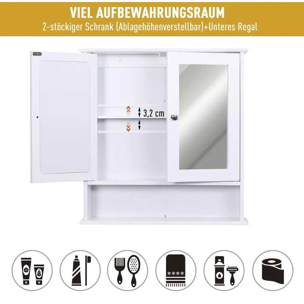 Spiegelschrank mit Ablage weiß