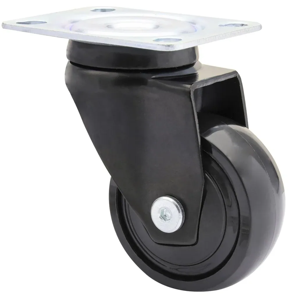 Design 3C Lenkrollen 4 teiliges Set - Ø 50 mm, soft, schwarz, 2 Rollen mit & 2 ohne Feststeller, Tragkraft 50 kg / Rolle