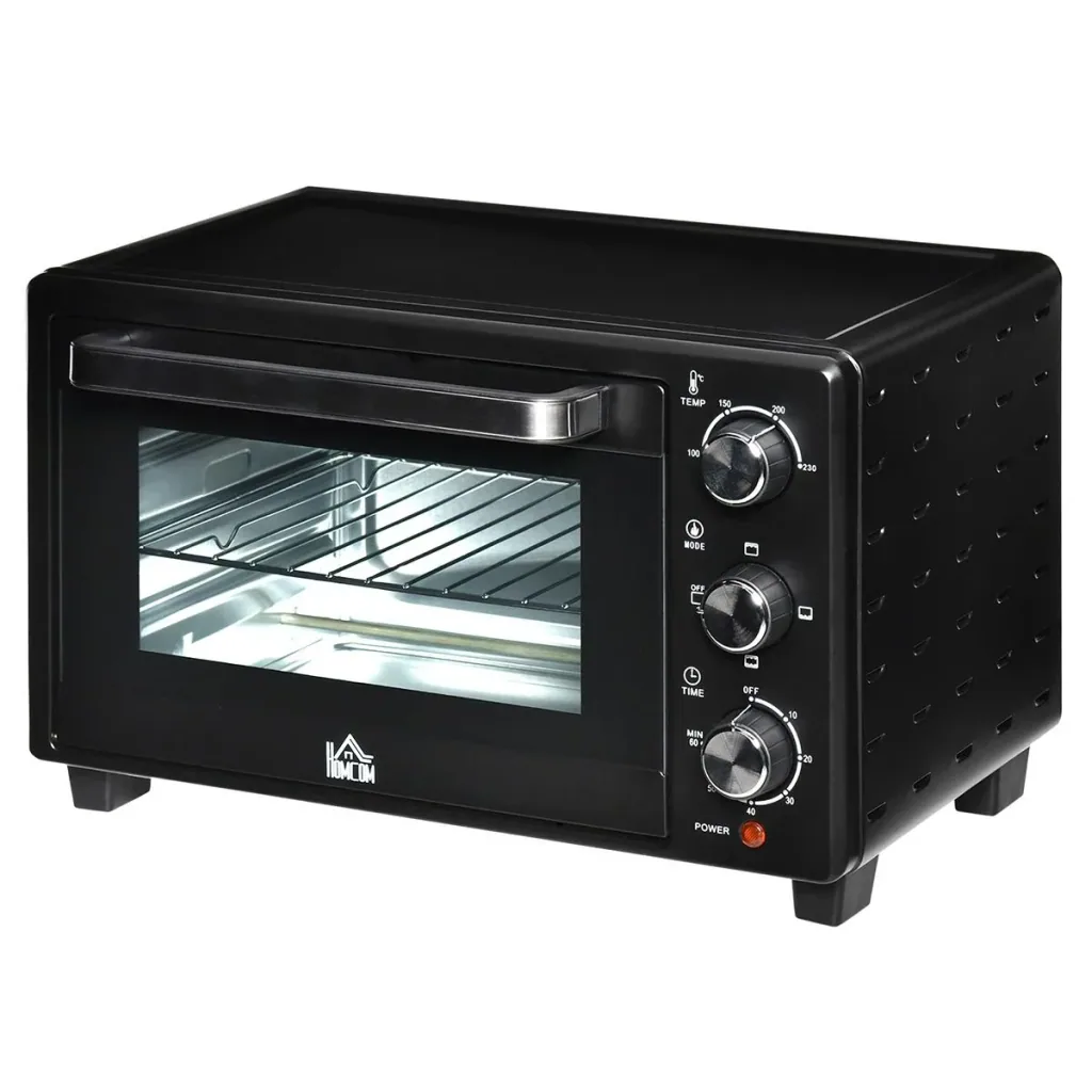 Minibackofen 21L mit 1 Drahtgestell und 1 Backblech 3 Kochmodi einstellbare Temperatur Ofen 1400W Metall Edelstahl