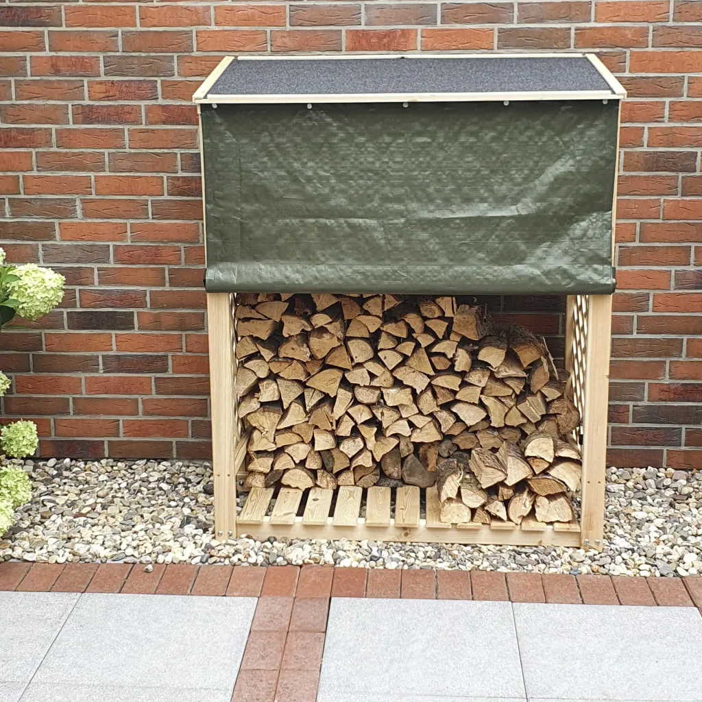 Kaminholzregal "Speyer" natur mit Wetterschutz
