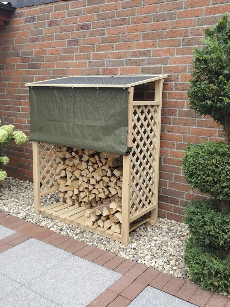 Kaminholzregal "Speyer" natur mit Wetterschutz