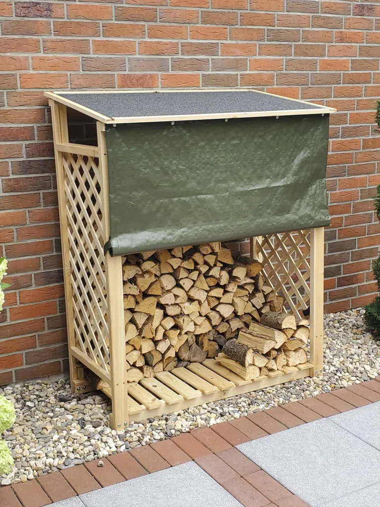 Kaminholzregal "Speyer" natur mit Wetterschutz