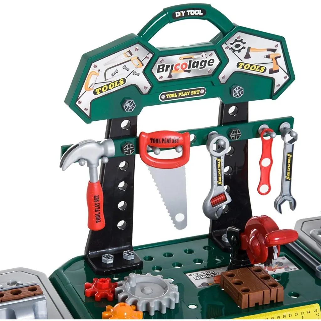 Kinder Arbeitstisch Werkbanktisch mit 121 Zubehör Rollenspiel Grün