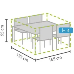 Schutzhülle für Rectangular Garden Set - 165 x 135 x 95 cm