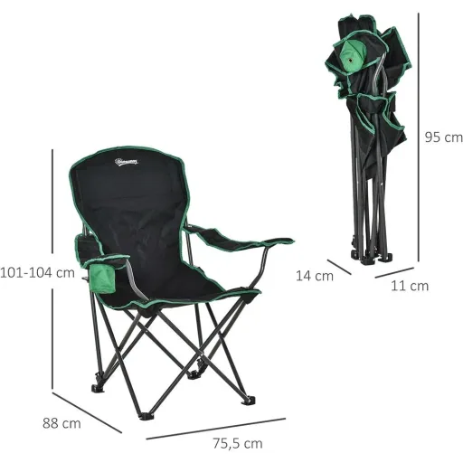 Campingstuhl mit Getränkehalterung schwarz, grün