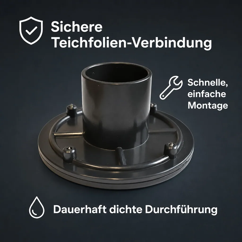 Folienflansch, Tankdurchführung, Teichfolie Durchführung, 40 mm
