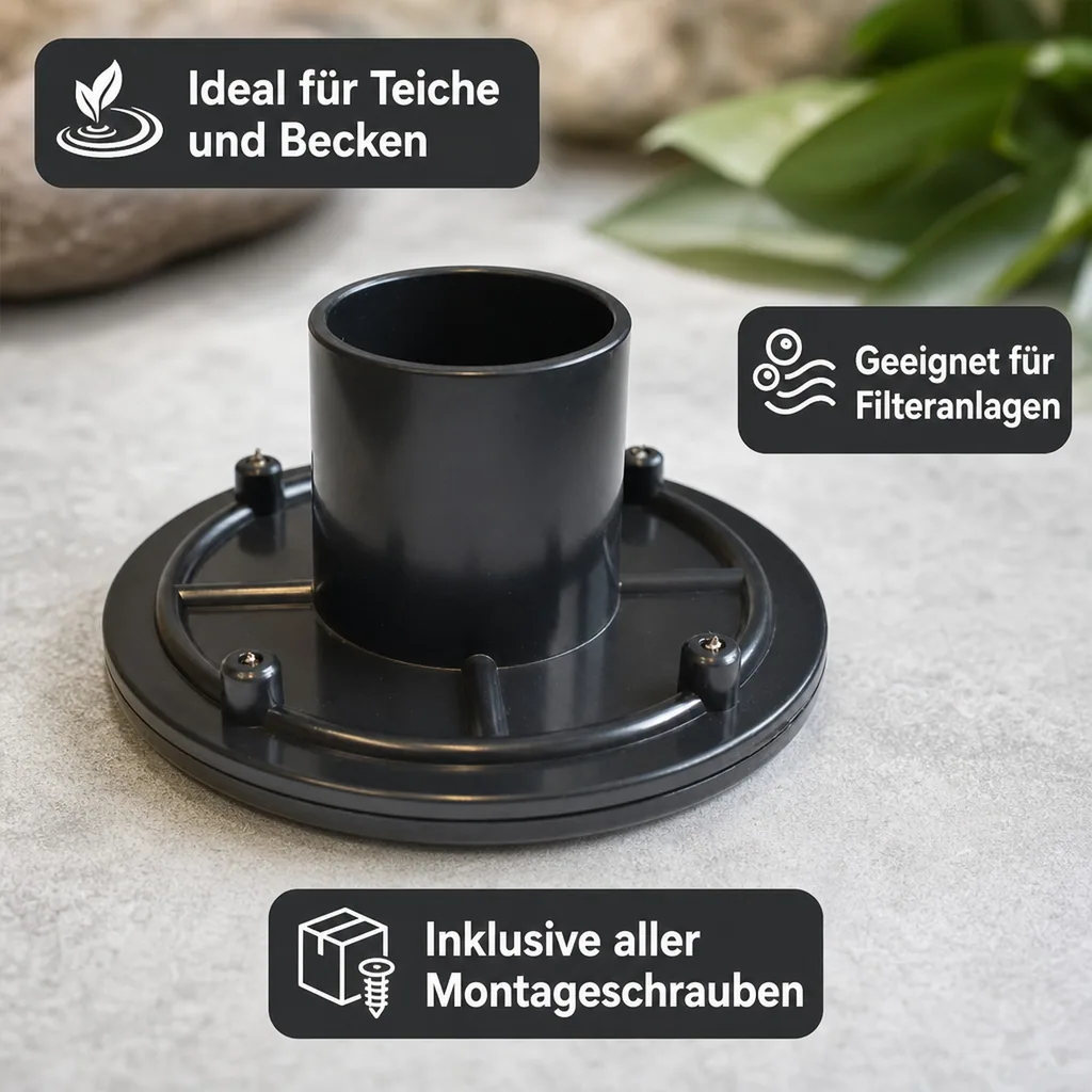 Folienflansch, Tankdurchführung, Teichfolie Durchführung, 40 mm