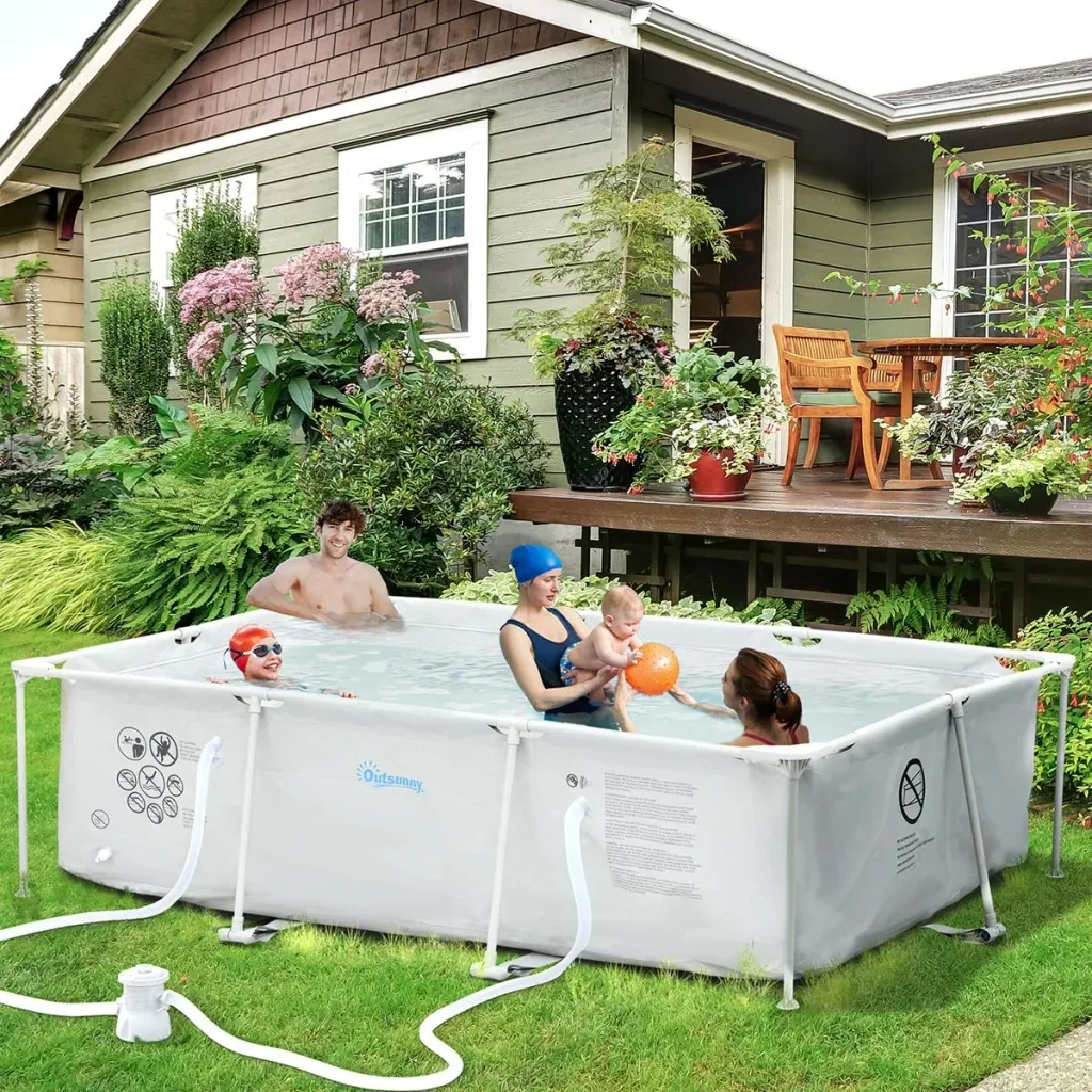 Rahmenpool mit Schlauch Draht Swimmingpool Schwimmbad Ablassventil für sauberen Wasser 1000D PVC Stahl Grau 292 x 190 x