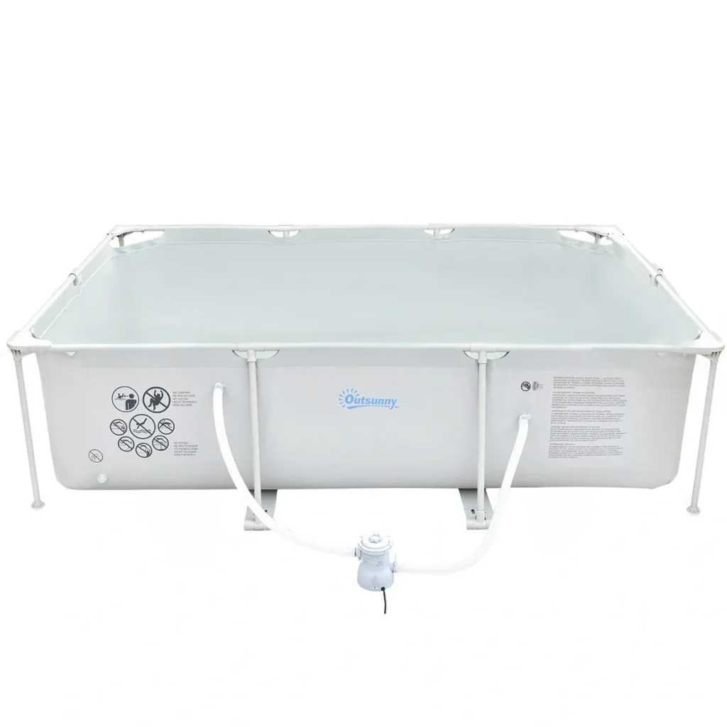 Rahmenpool mit Schlauch Draht Swimmingpool Schwimmbad Ablassventil für sauberen Wasser 1000D PVC Stahl Grau 292 x 190 x