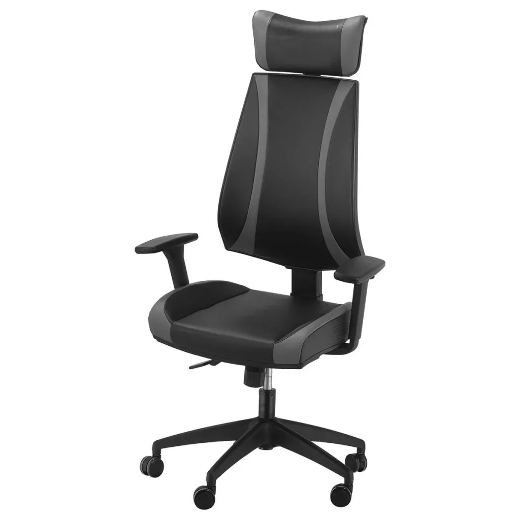 Bürostuhl Schreibtischstuhl mit Wippenfunktion Rückenlehne Kopfstütze höhenverstellbar ergonomisch Schaumstoff Nylon Sch