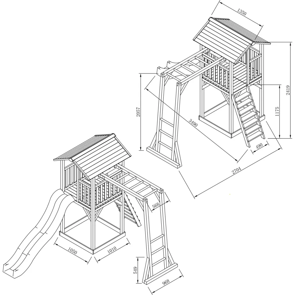 Beach Tower Spielturm mit Klettergerüst - Weiße Rutsche